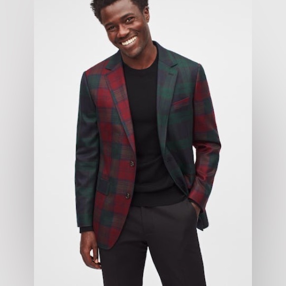 BONOBOS Capstone Blazer NEW Blackwatch Lindsay Tartan Plaid Size 42R Slim Fit - Picture 1 of 15